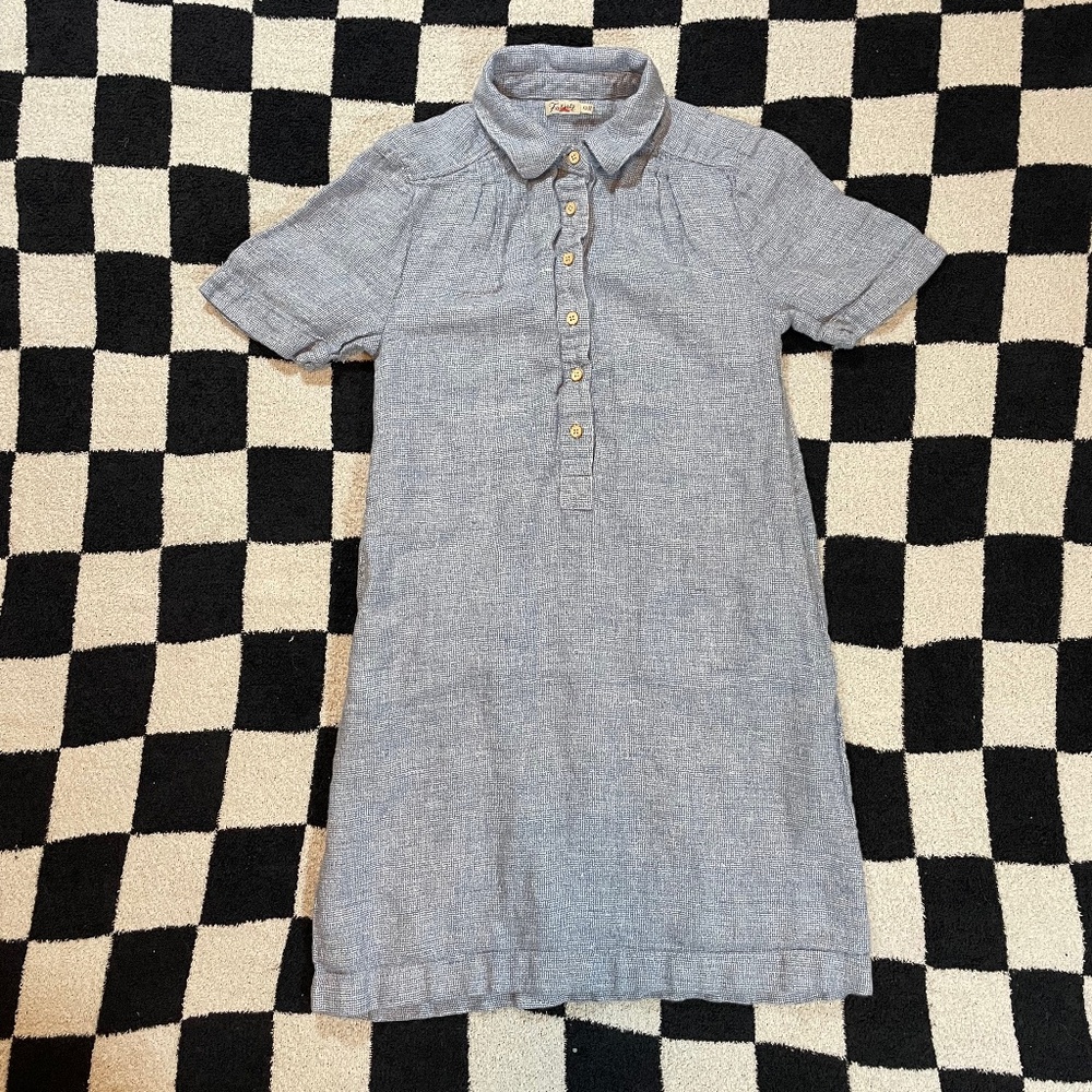 faherty hana shift dress women's size xs blue linen